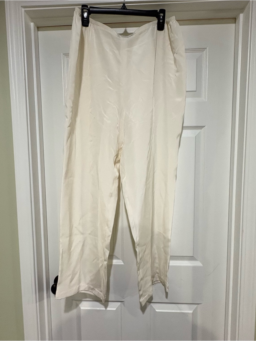Women's Cream 100% Silk Slip Pants 2x